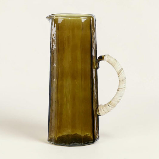 Brown Hammered Glass Water Pitcher