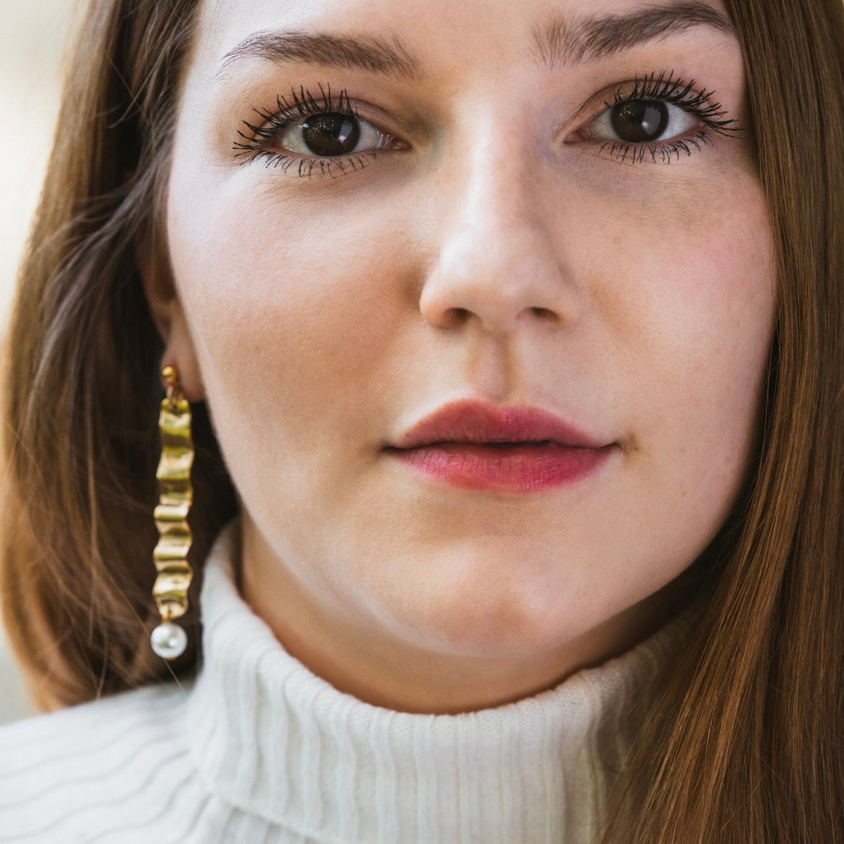 Wave + Pearl Drop Earrings | 24K Gold Plate