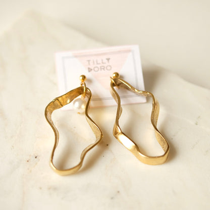 Puddle Sculptural Earrings | 24K Gold Plate