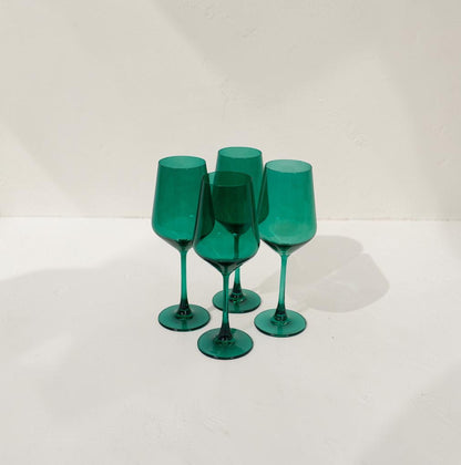 Emerald Green Colored Wine Glass