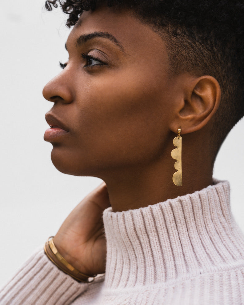 Hills Sculptural Drop Earrings | 24K Gold Plate