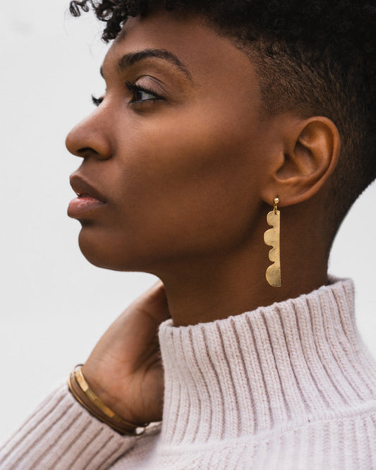 Hills Sculptural Drop Earrings | 24K Gold Plate