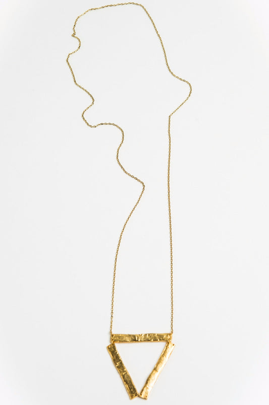 Equilateral Triangle Pendant Necklace | 24K Gold Plate