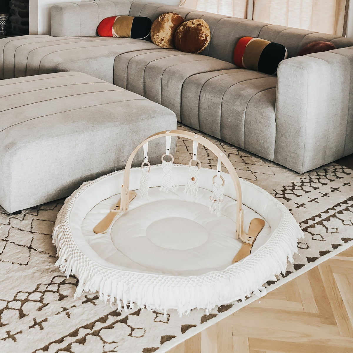 Macrame Round Play Mat + Play Gym Bundle