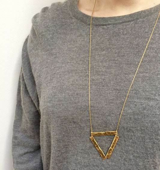 Equilateral Triangle Pendant Necklace | 24K Gold Plate