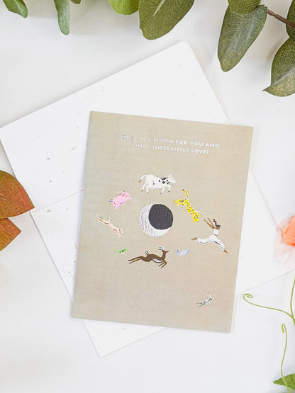 Over the Moon Seeded Baby Congratulations Card