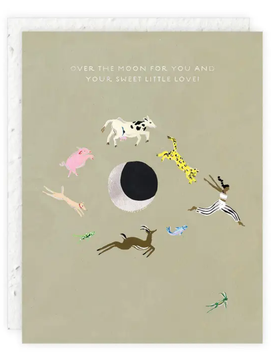 Over the Moon Seeded Baby Congratulations Card