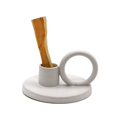 Pilar Ceramic Palo Santo + Candle Holder