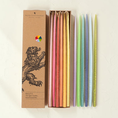 Rainbow Thin Taper Candles | Set of 12