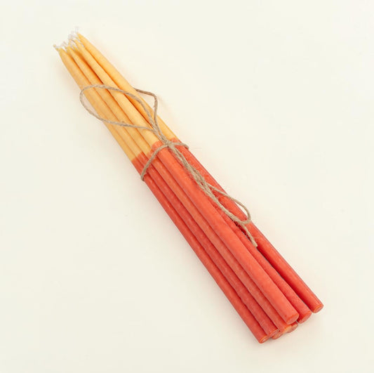 Two-Tone in Saffron and Rust Thin Taper Candles