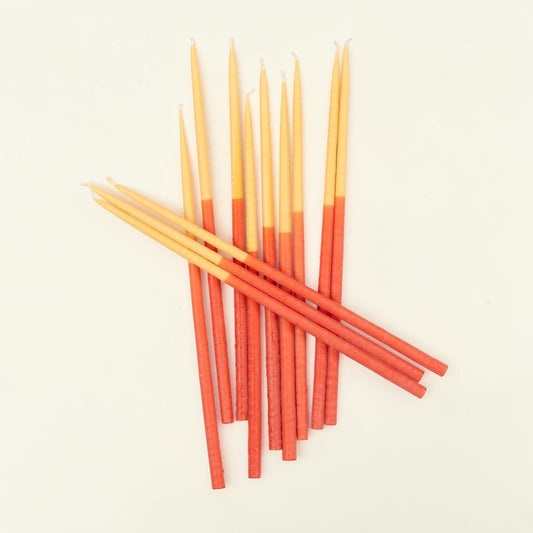 Two-Tone in Saffron and Rust Thin Taper Candles