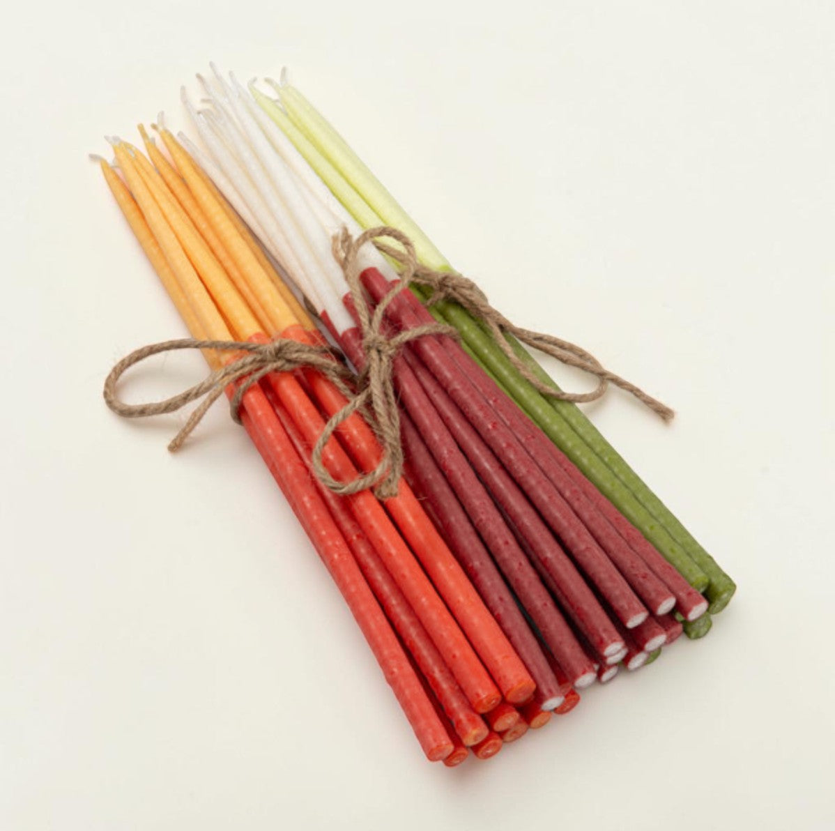 Two-Tone in Saffron and Rust Thin Taper Candles