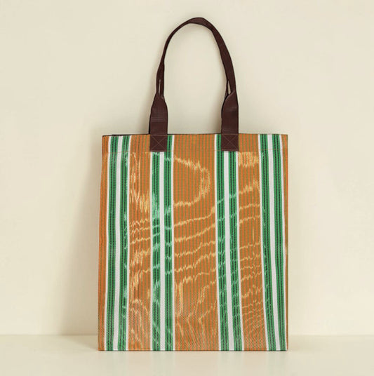 Woven Market Shopper | Spanish Orange & Grass Green