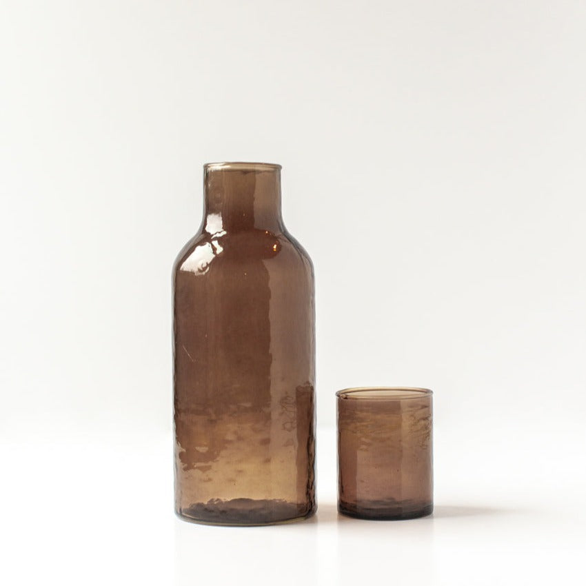 Handblown Hammered Carafe Set | Smoke