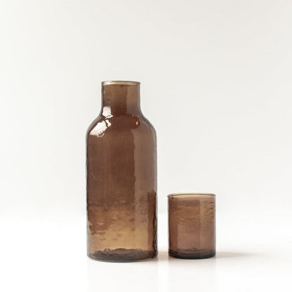 Handblown Hammered Carafe Set | Smoke