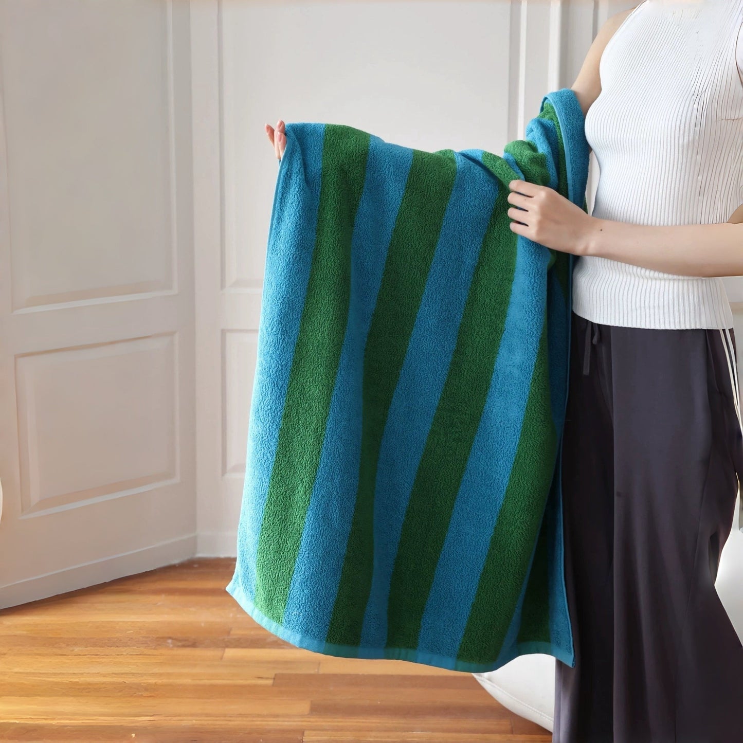 Retro Stripe Organic Cotton Bath Towel