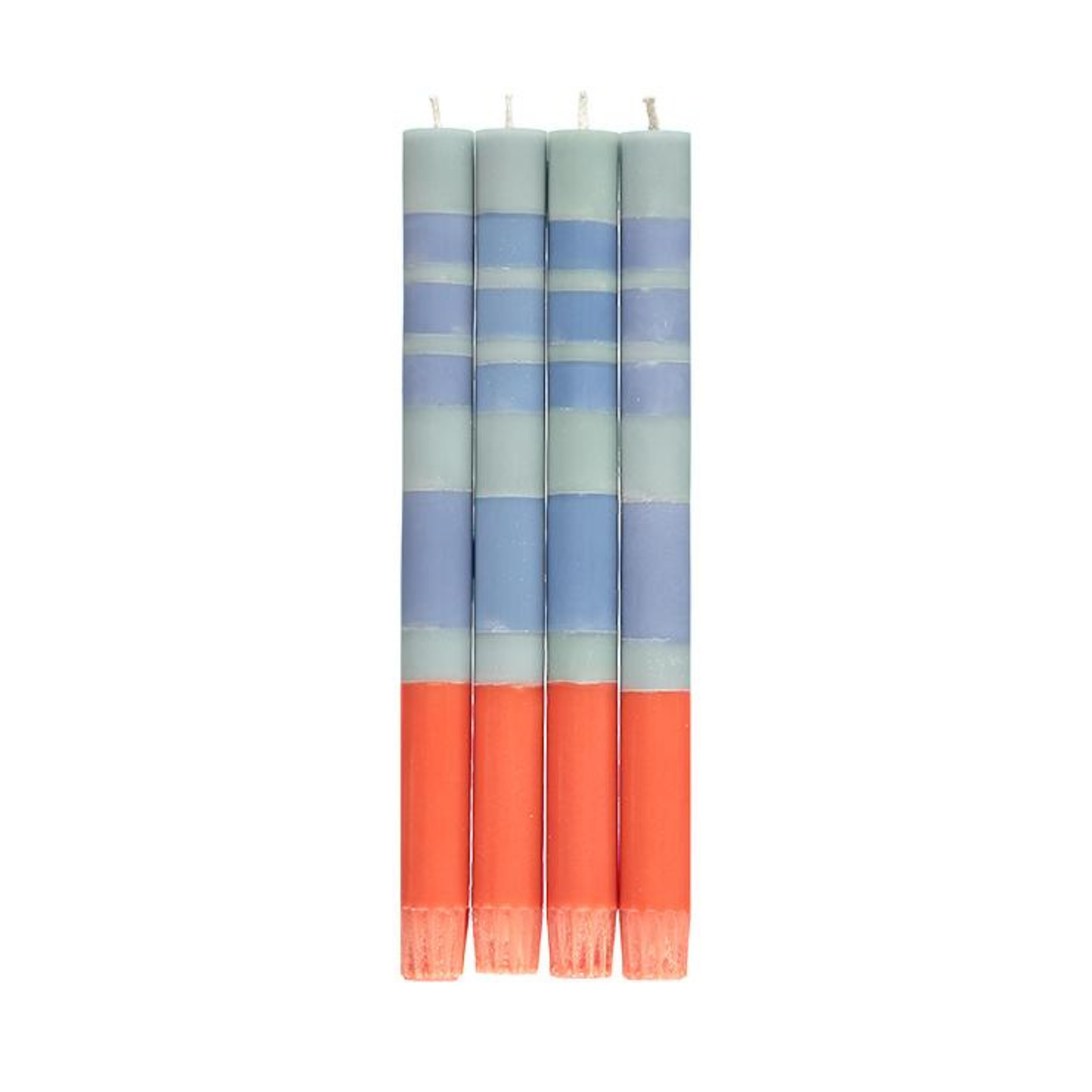 Striped Opaline, Pompadour & Rust Dinner Candles | Set of 4