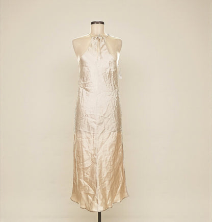 Champagne Satin Slip Dress (Size Medium) image 1