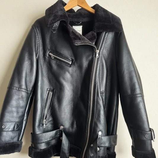 Oversized Black Faux Leather Jacket (Size Large) image 0