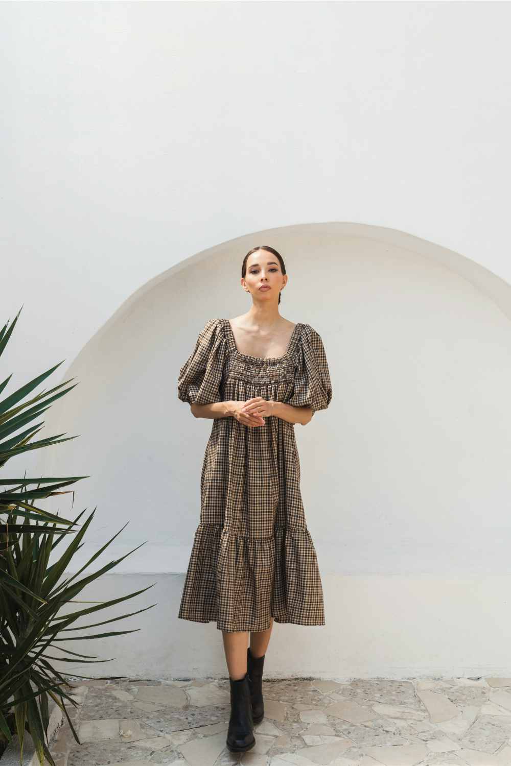 Carol Oversized Sleeves Midi Dress