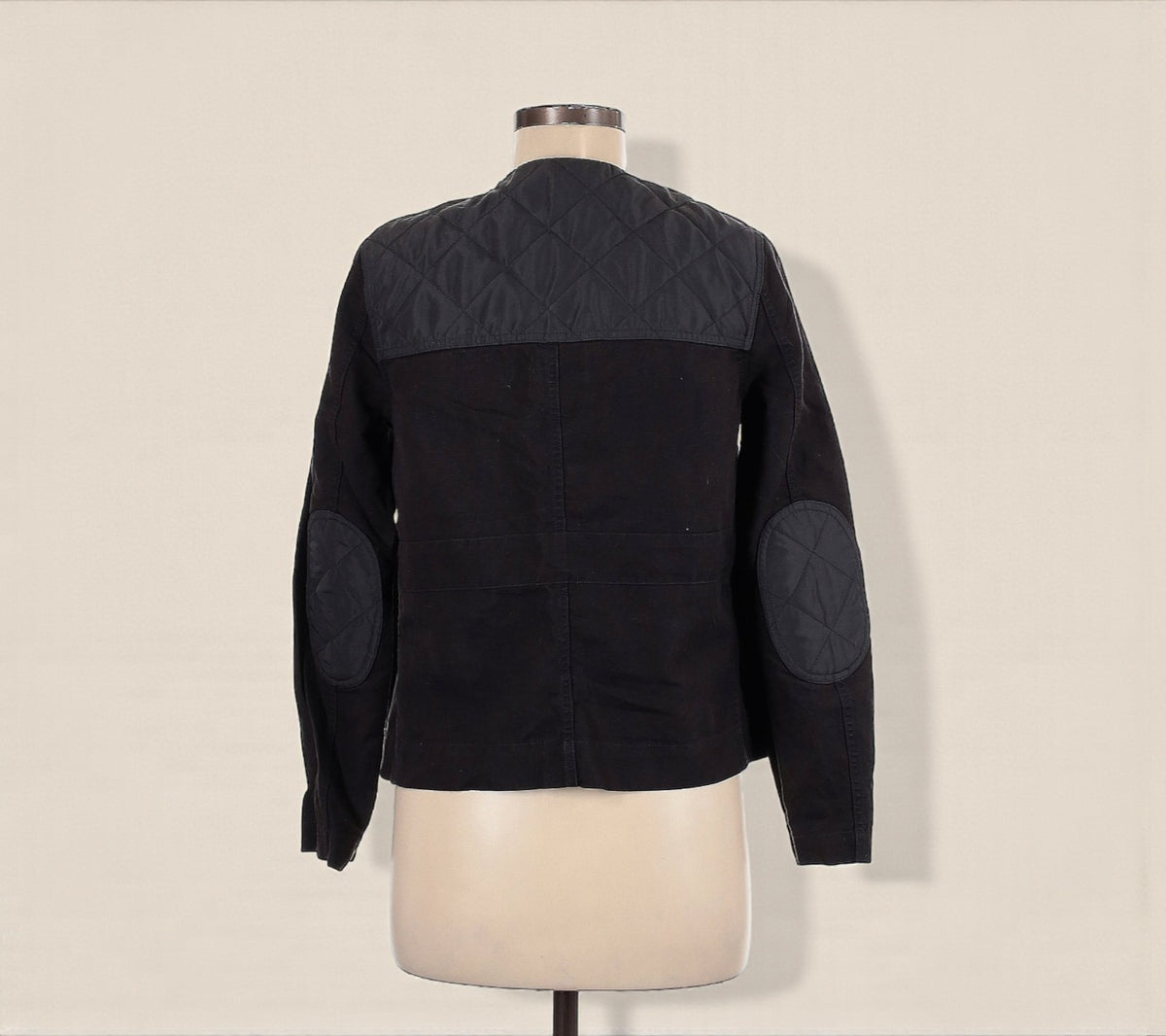Black Quilted Patch Jacket (Size 6) image 1