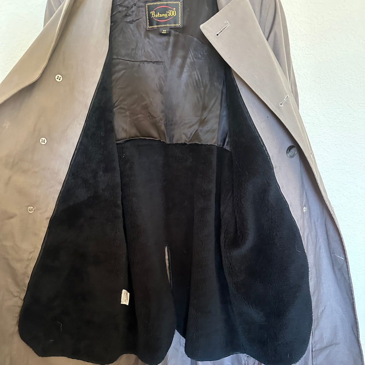Vintage Trench Coat – Gray with Faux-Fur Lining (Size 38 - L/XL) image 5