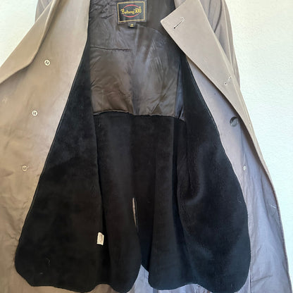 Vintage Trench Coat – Gray with Faux-Fur Lining (Size 38 - L/XL) image 5