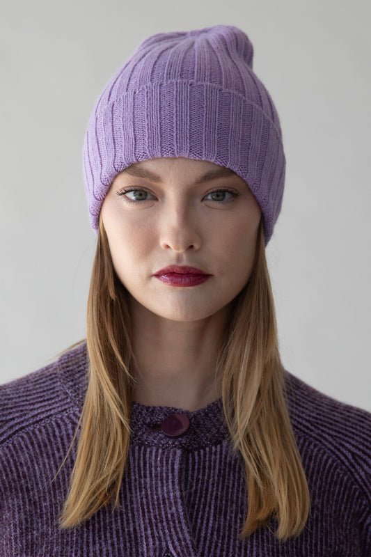 Ribbed Baby Alpaca Beanie | Iris