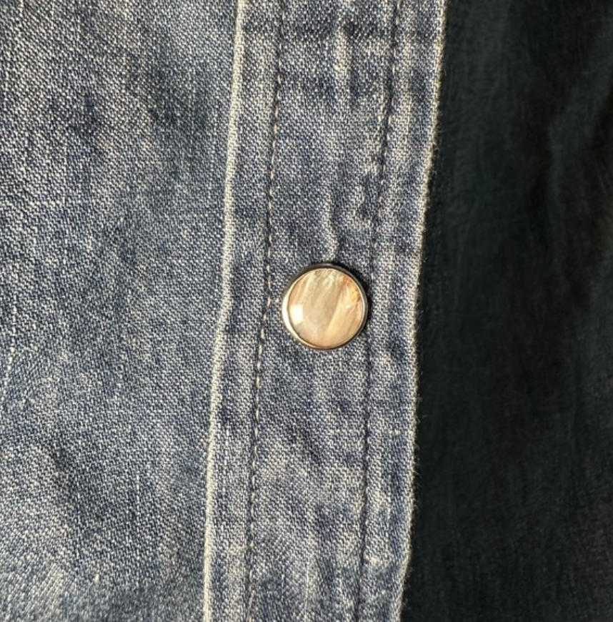 Vintage Western Chambray Denim Shirt w Pearl Snap (Size 4) image 3