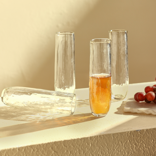 Pebbled Stemless Champagne Flutes | Set of 4