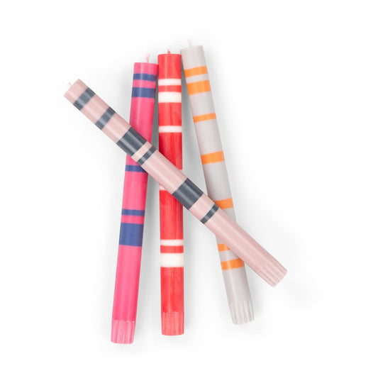 Bold Striped Dinner Candles | Set of 4