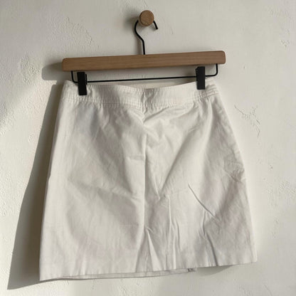 Burberry London White Zip-Front Cotton Mini Skirt | Size 4