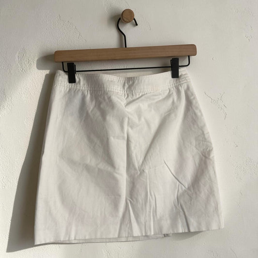 Burberry London White Zip-Front Cotton Mini Skirt | Size 4