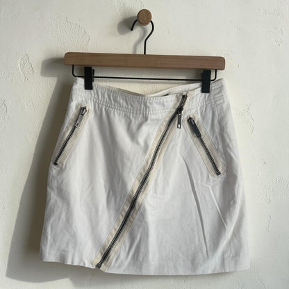 Burberry London White Zip-Front Cotton Mini Skirt | Size 4