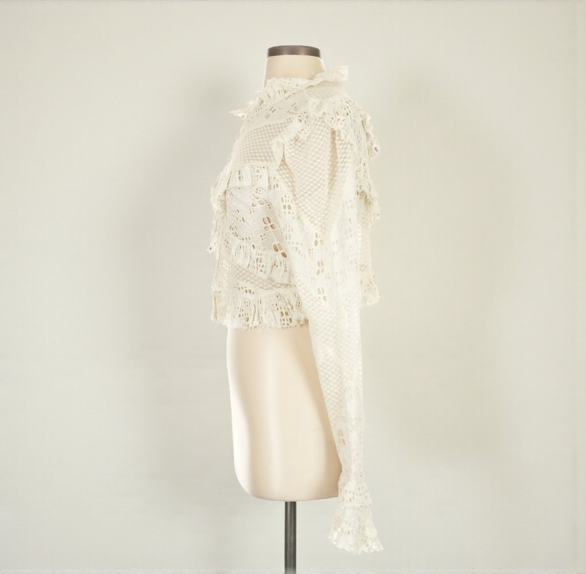 Embroidered Lace Cropped Blouse (Size Small) image 5