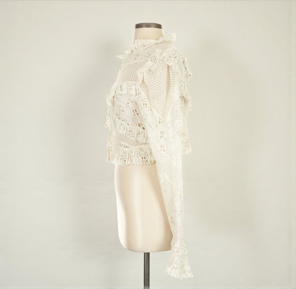 Embroidered Lace Cropped Blouse (Size Small) image 5