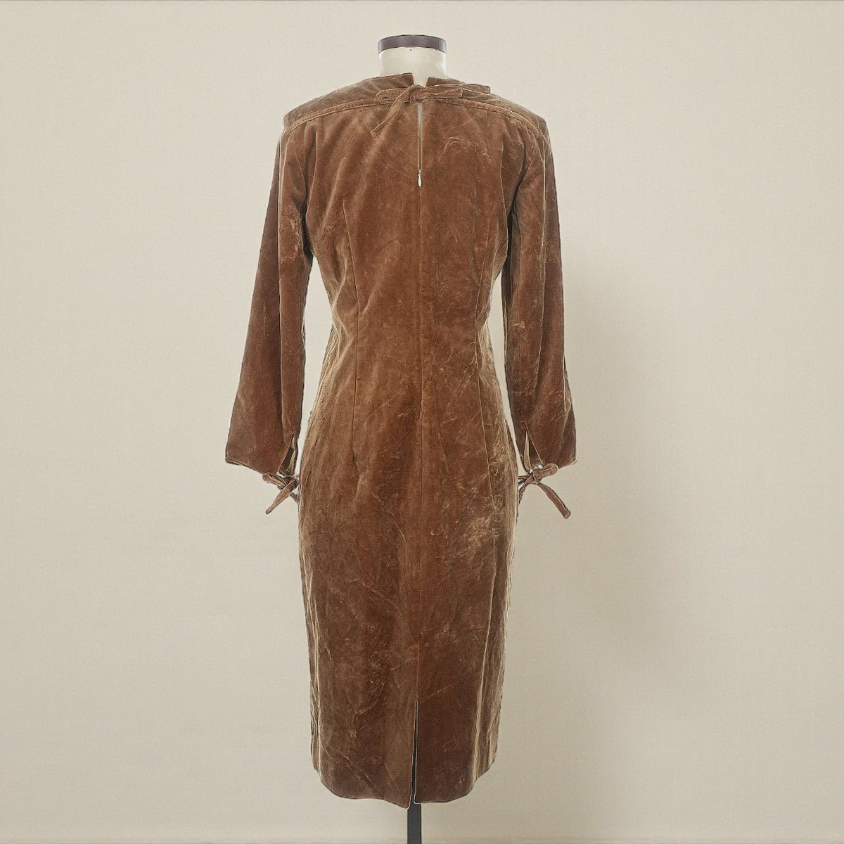 Acne Studios Camel Brown Velvet Midi Sheath Dress (Size 36) image 1