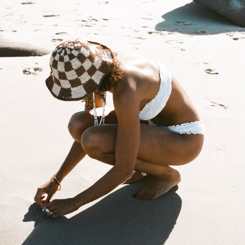 Crocheted Checkered Bucket Hat