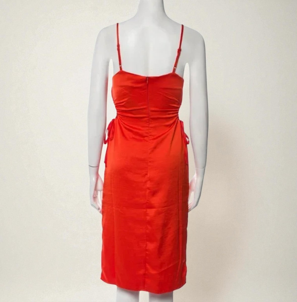 Red Satin Slip Dress (Size Small) image 4