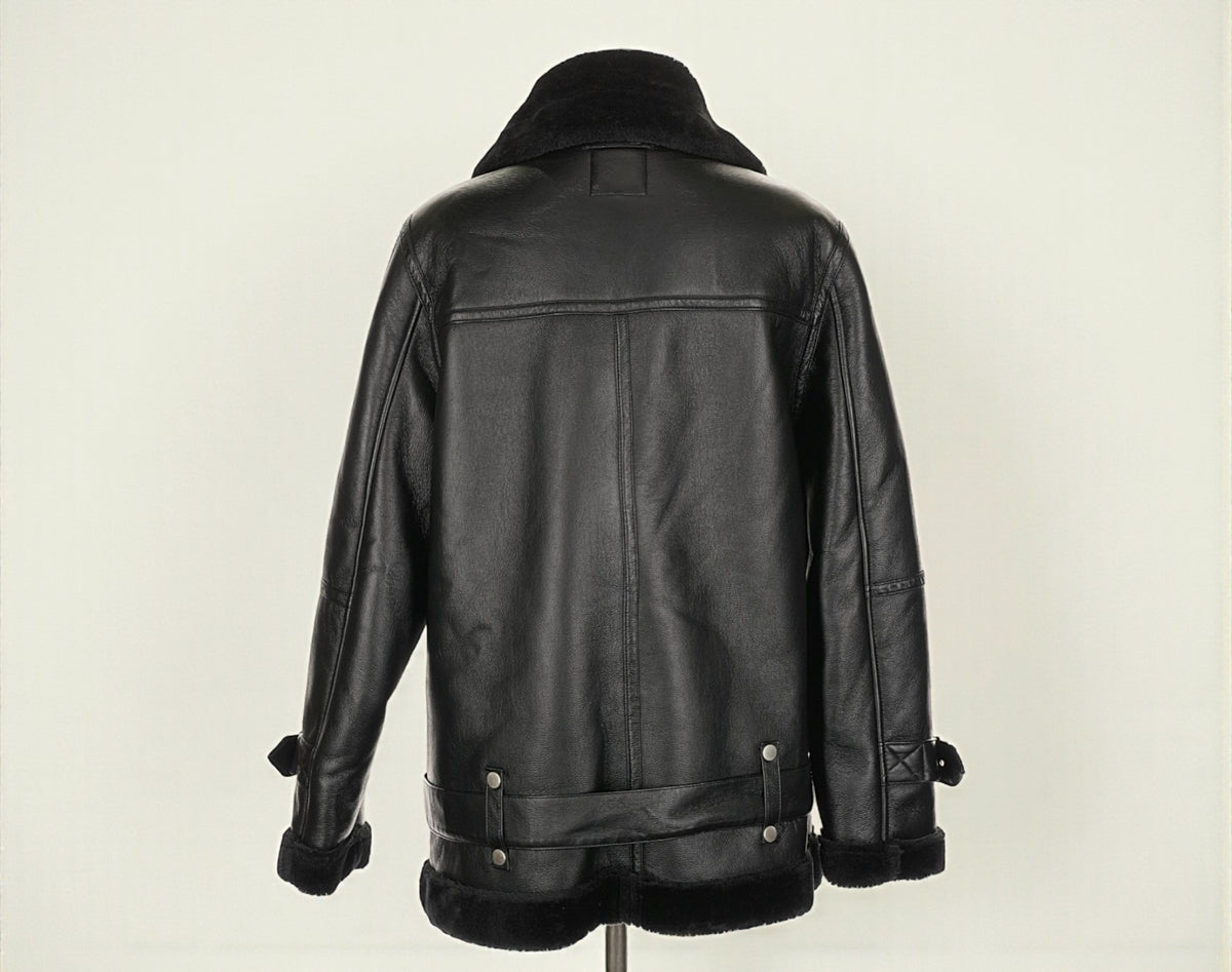 Oversized Black Faux Leather Jacket (Size Large) image 3