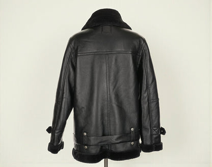 Oversized Black Faux Leather Jacket (Size Large) image 3