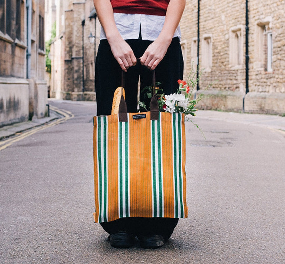 Woven Market Shopper | Spanish Orange & Grass Green