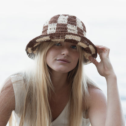 Crocheted Checkered Bucket Hat