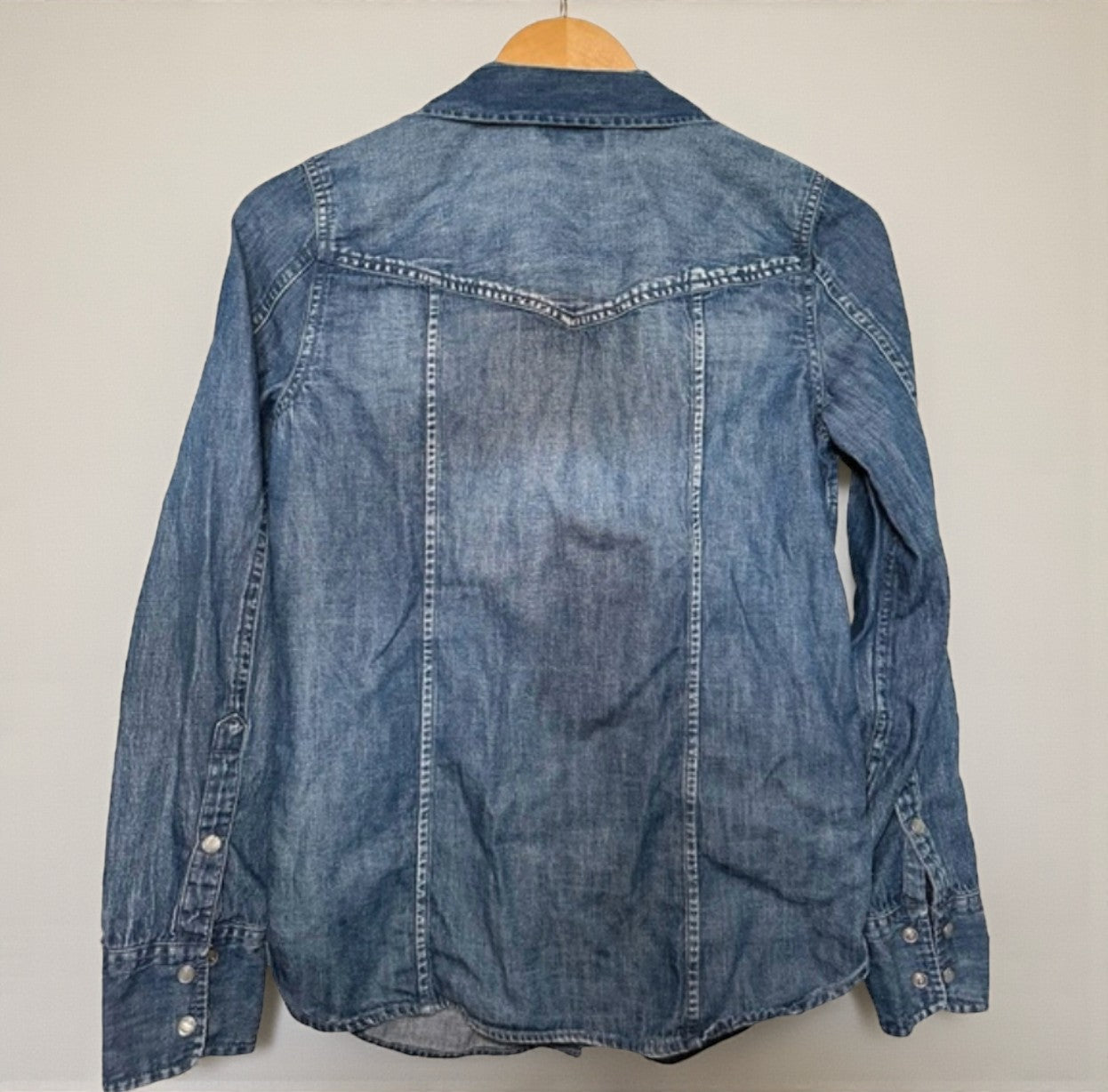 Vintage Western Chambray Denim Shirt w Pearl Snap (Size 4) image 1