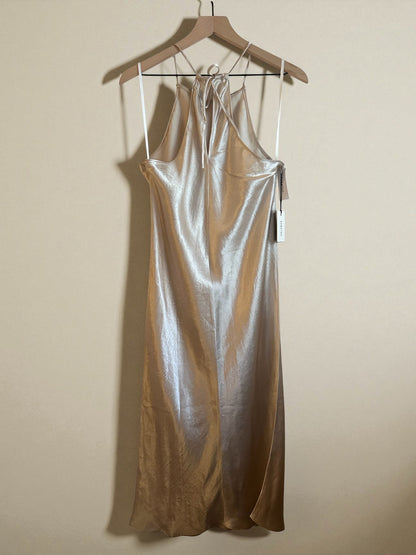 Champagne Satin Slip Dress (Size Medium) image 3