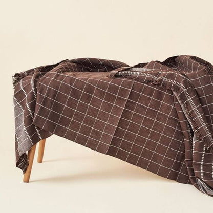 Treacle Checks Pattern Organic Cotton Handloom Throw
