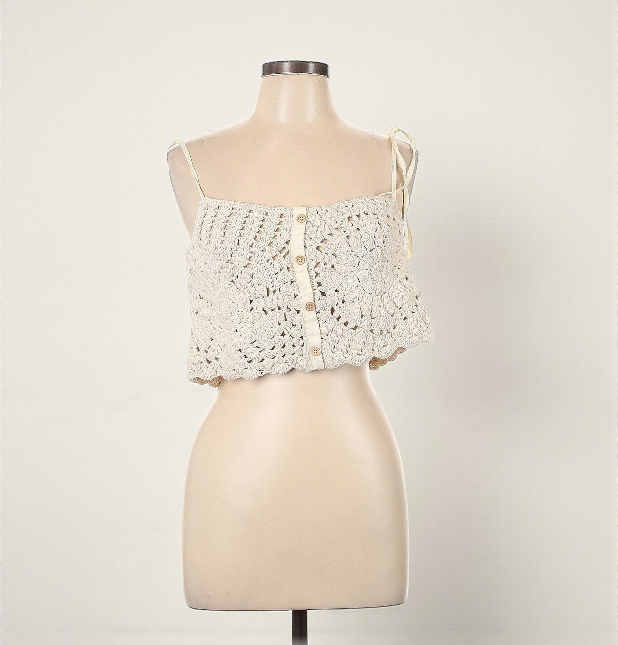 Ivory Crochet Crop Top (Size Large) image 0