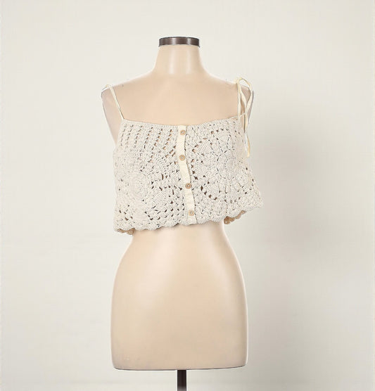 Ivory Crochet Crop Top (Size Large) image 0