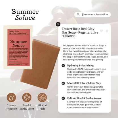 Desert Rose Tallow Soap | Rose Clay + Cacao Butte