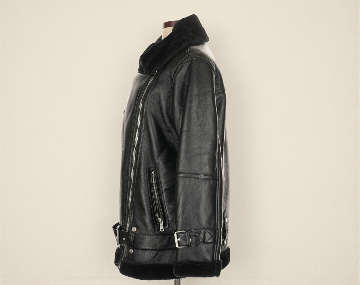 Oversized Black Faux Leather Jacket (Size Large) image 5